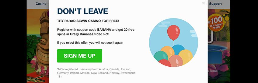 Paradise Win Casino Bonus